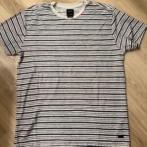 RVCA Men's Short Sleeve Black and White Striped Tee